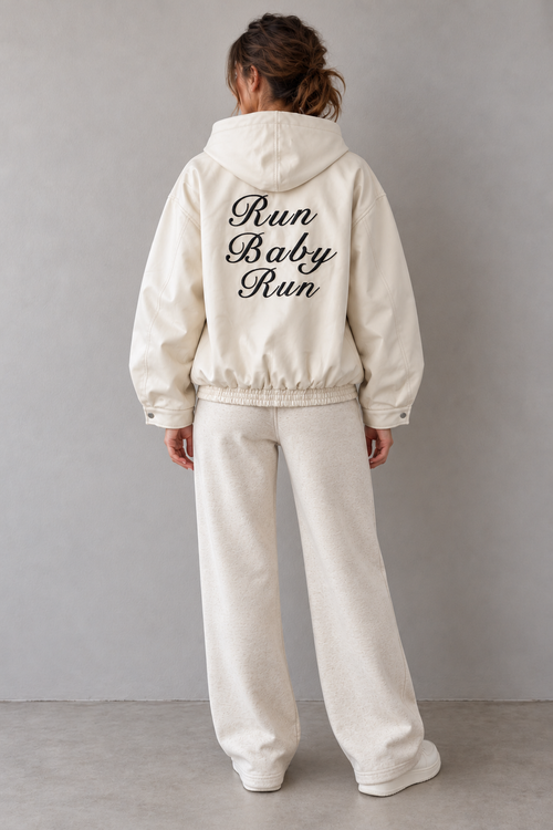 RBR oversize bunda s kapucí – krémová